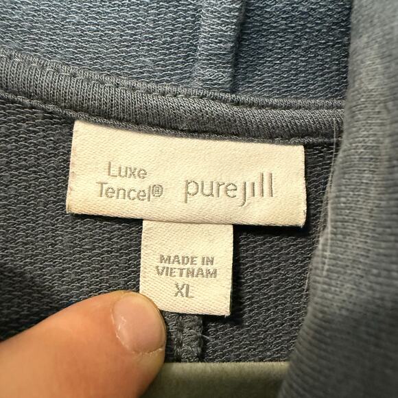 J. Jill Pure Jill Luxe Tencel Tunic Top Pullover Cowlneck Stretch Blue Grey XL - Picture 4 of 7